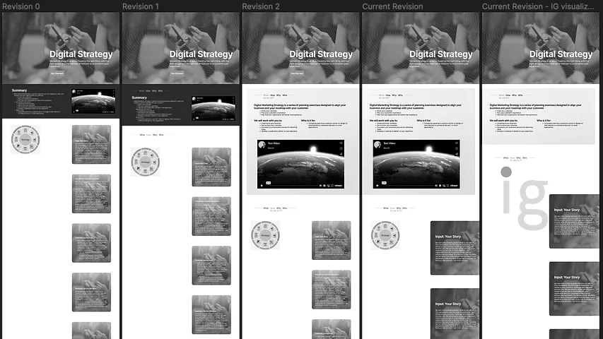 screenshot of web page revisions